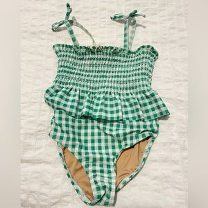 Old Navy smocked swim, green gingham